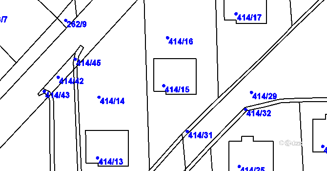 Parcela st. 414/15 v KÚ Račetice, Katastrální mapa