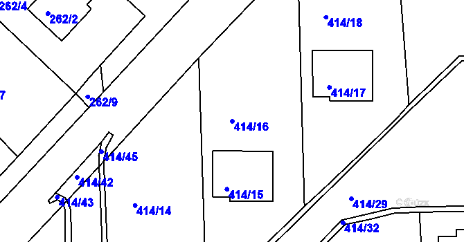 Parcela st. 414/16 v KÚ Račetice, Katastrální mapa