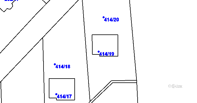 Parcela st. 414/19 v KÚ Račetice, Katastrální mapa