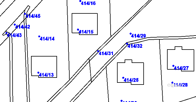 Parcela st. 414/31 v KÚ Račetice, Katastrální mapa