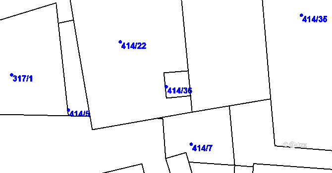 Parcela st. 414/36 v KÚ Račetice, Katastrální mapa