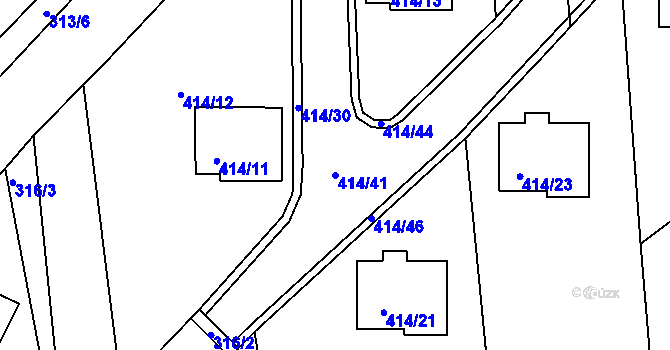 Parcela st. 414/41 v KÚ Račetice, Katastrální mapa