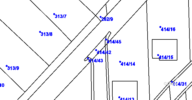 Parcela st. 414/42 v KÚ Račetice, Katastrální mapa