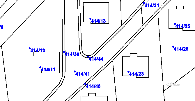 Parcela st. 414/44 v KÚ Račetice, Katastrální mapa