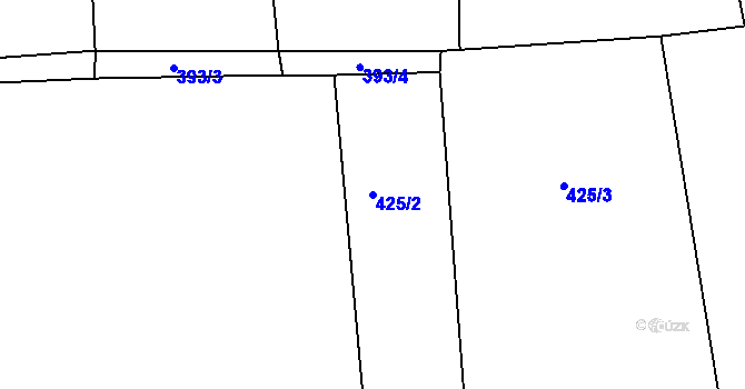 Parcela st. 425/2 v KÚ Račetice, Katastrální mapa