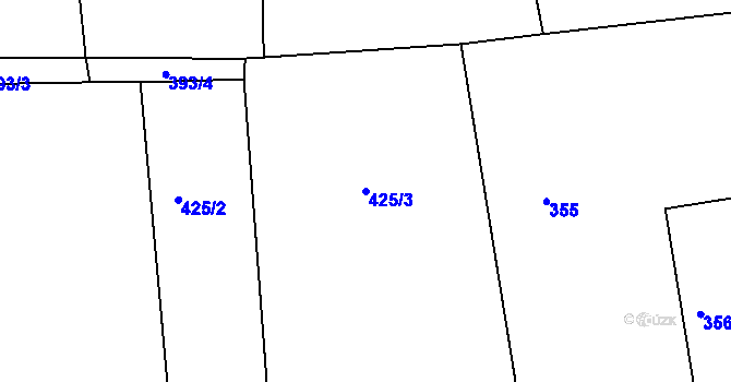 Parcela st. 425/3 v KÚ Račetice, Katastrální mapa