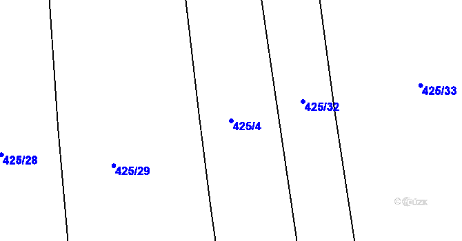 Parcela st. 425/4 v KÚ Račetice, Katastrální mapa