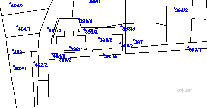 Parcela st. 393/5 v KÚ Račetice, Katastrální mapa