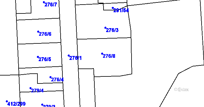 Parcela st. 276/8 v KÚ Račetice, Katastrální mapa