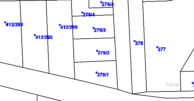 Parcela st. 279/2 v KÚ Račetice, Katastrální mapa