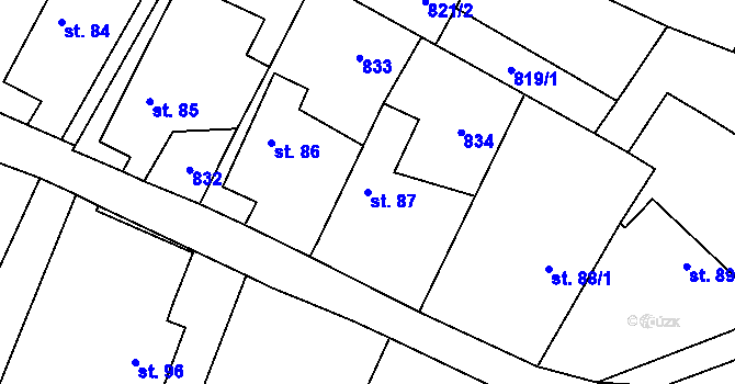 Parcela st. 87 v KÚ Petkovy, Katastrální mapa