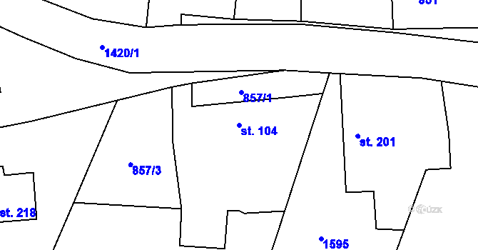 Parcela st. 104 v KÚ Petkovy, Katastrální mapa
