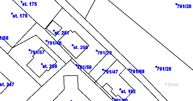 Parcela st. 791/29 v KÚ Petkovy, Katastrální mapa