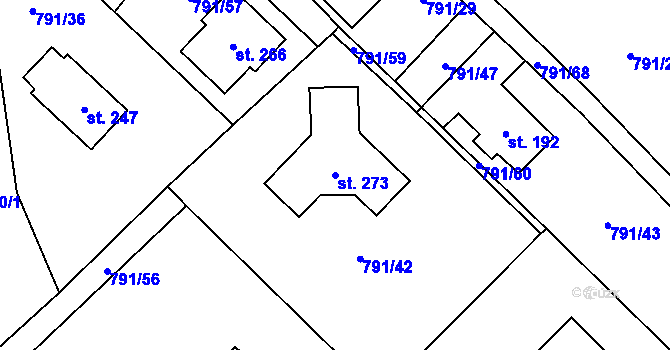 Parcela st. 273 v KÚ Petkovy, Katastrální mapa