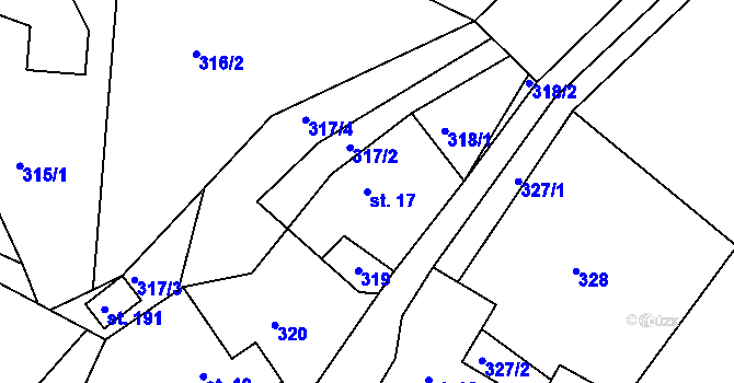 Parcela st. 17 v KÚ Petrašovice, Katastrální mapa