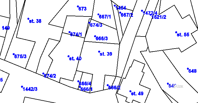Parcela st. 39 v KÚ Petrašovice, Katastrální mapa