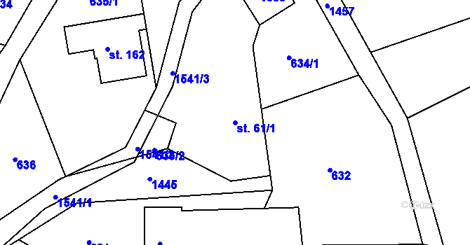 Parcela st. 61/1 v KÚ Petrašovice, Katastrální mapa