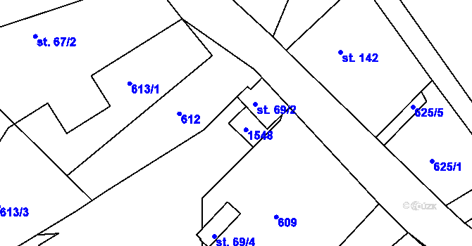 Parcela st. 69/3 v KÚ Petrašovice, Katastrální mapa