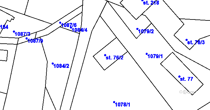 Parcela st. 76/2 v KÚ Petrašovice, Katastrální mapa