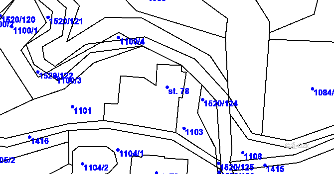 Parcela st. 78 v KÚ Petrašovice, Katastrální mapa