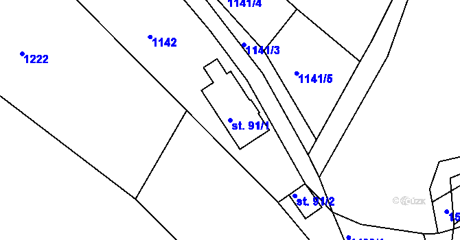 Parcela st. 91/1 v KÚ Petrašovice, Katastrální mapa