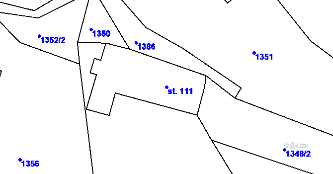 Parcela st. 111 v KÚ Petrašovice, Katastrální mapa