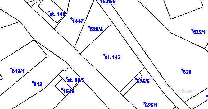 Parcela st. 142 v KÚ Petrašovice, Katastrální mapa