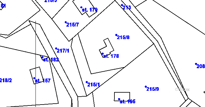 Parcela st. 178 v KÚ Petrašovice, Katastrální mapa