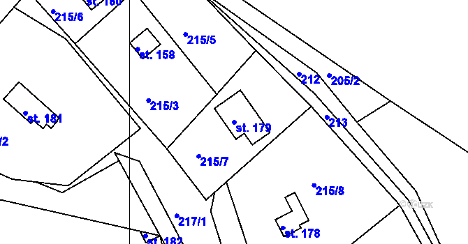 Parcela st. 179 v KÚ Petrašovice, Katastrální mapa
