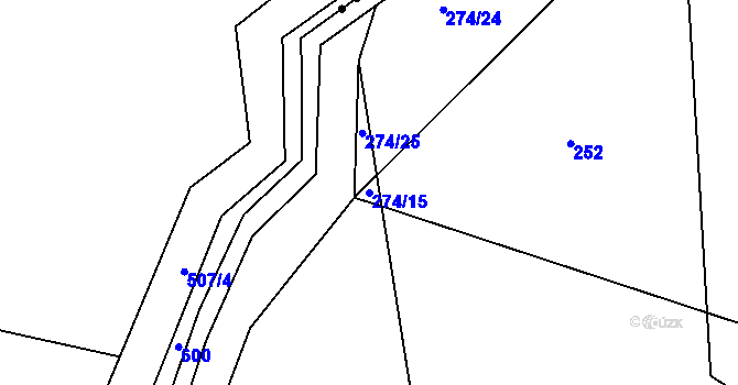 Parcela st. 274/15 v KÚ Petrašovice, Katastrální mapa