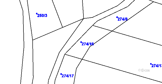 Parcela st. 274/16 v KÚ Petrašovice, Katastrální mapa