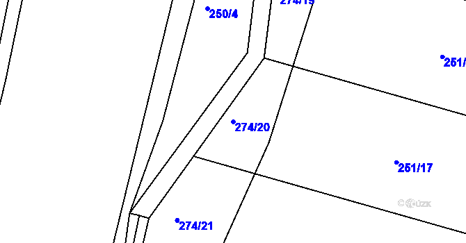 Parcela st. 274/20 v KÚ Petrašovice, Katastrální mapa