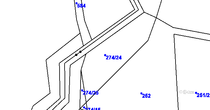Parcela st. 274/24 v KÚ Petrašovice, Katastrální mapa