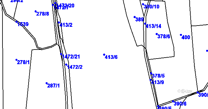 Parcela st. 413/6 v KÚ Petrašovice, Katastrální mapa