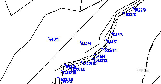 Parcela st. 542/1 v KÚ Petrašovice, Katastrální mapa