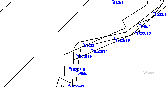 Parcela st. 542/2 v KÚ Petrašovice, Katastrální mapa