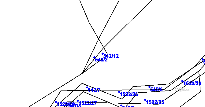 Parcela st. 542/12 v KÚ Petrašovice, Katastrální mapa