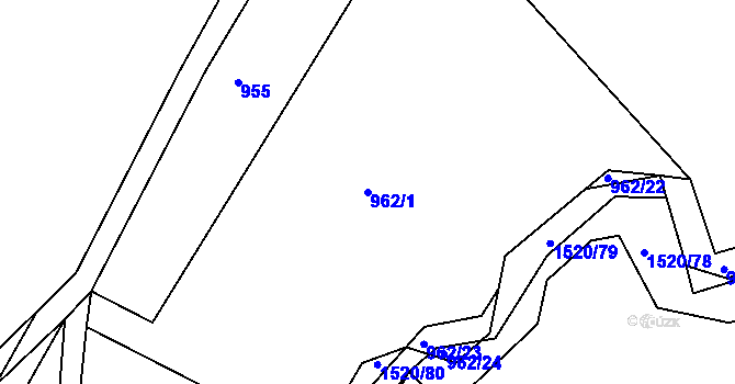 Parcela st. 962/1 v KÚ Petrašovice, Katastrální mapa
