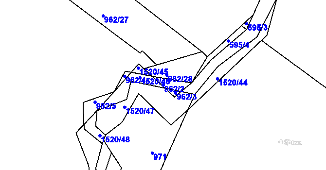 Parcela st. 962/2 v KÚ Petrašovice, Katastrální mapa