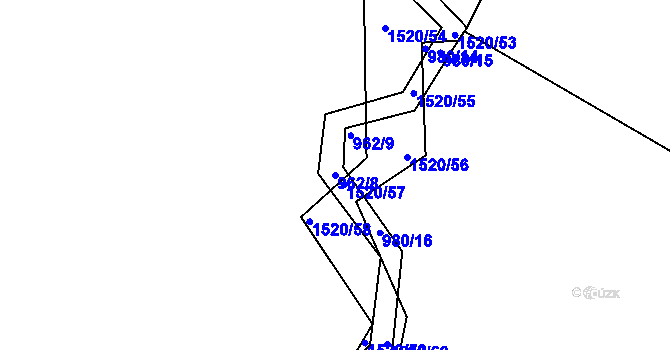 Parcela st. 962/8 v KÚ Petrašovice, Katastrální mapa