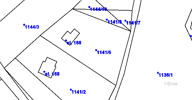 Parcela st. 1141/6 v KÚ Petrašovice, Katastrální mapa