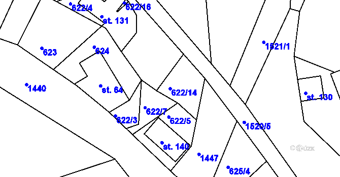 Parcela st. 622/14 v KÚ Petrašovice, Katastrální mapa