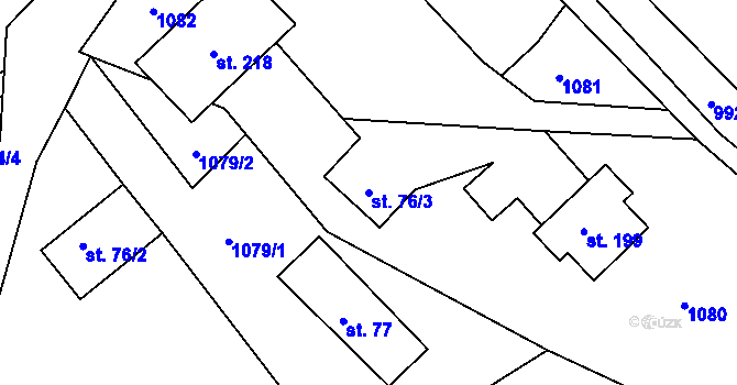 Parcela st. 76/3 v KÚ Petrašovice, Katastrální mapa