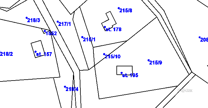 Parcela st. 215/10 v KÚ Petrašovice, Katastrální mapa