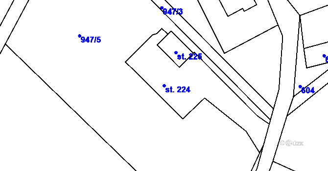 Parcela st. 224 v KÚ Petrašovice, Katastrální mapa