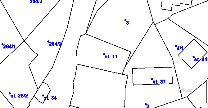 Parcela st. 11 v KÚ Petráveč, Katastrální mapa