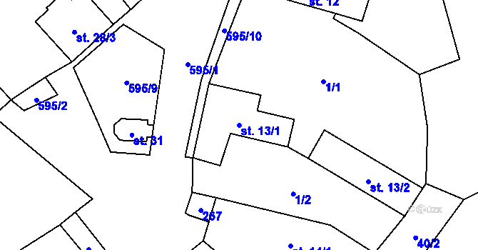 Parcela st. 13/1 v KÚ Petráveč, Katastrální mapa