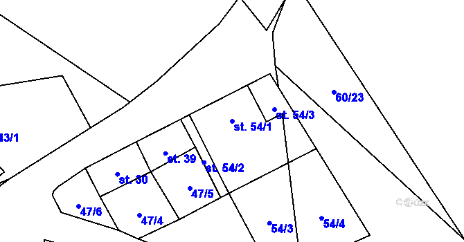 Parcela st. 54/1 v KÚ Petráveč, Katastrální mapa