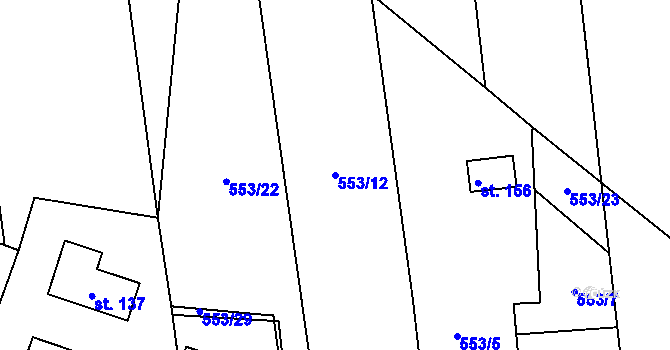 Parcela st. 553/12 v KÚ Petráveč, Katastrální mapa