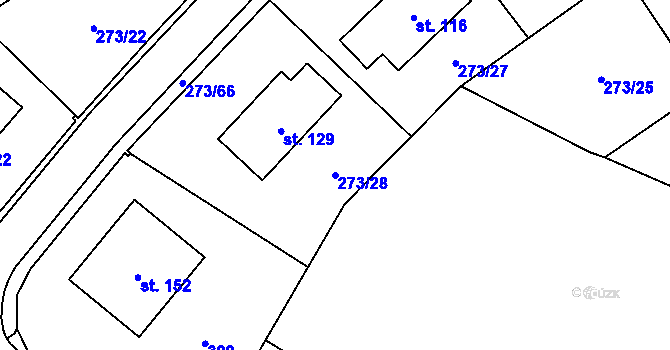 Parcela st. 273/28 v KÚ Petráveč, Katastrální mapa
